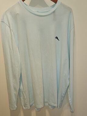 Tommy Bahama Light Blue Long Sleeve Tee with Marlin Logo